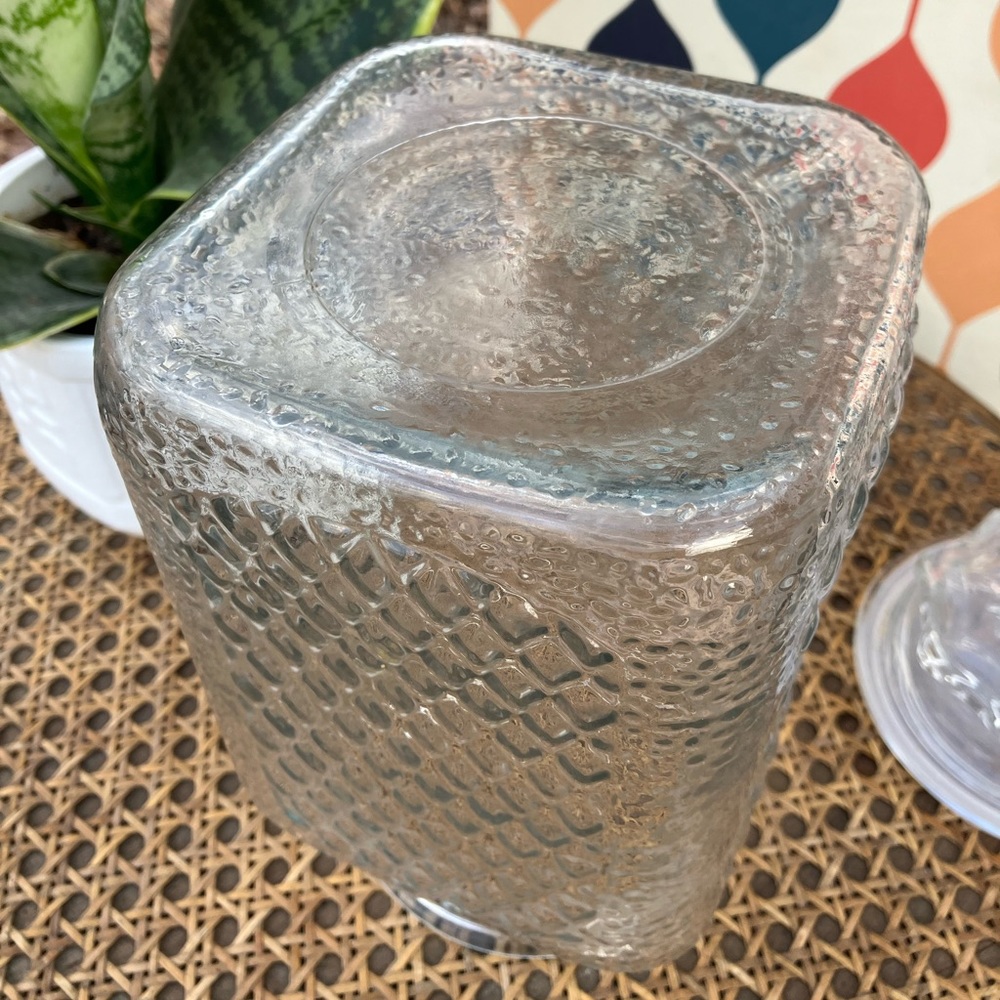 Vintage Diamond Cut Textured ClearGlass Apothecary Jar - Picture 9 of 10